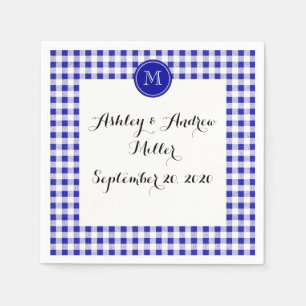 Navy Blue und White Gingham, Ihre Monogram Serviette