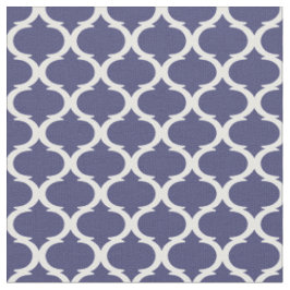 Navy Blue und White Hamptons Quatrefoil Trellis Stoff
