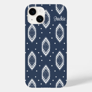 Navy Blue und White Hexagon Muster Case-Mate iPhone 14 Hülle