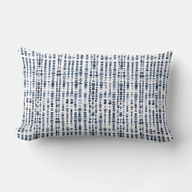 Navy Blue und White Lumbar Pillow Lendenkissen (Vorderseite)