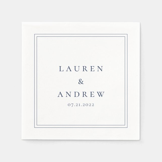 Navy Blue und White Modern Minimalistisch Napkins Serviette (Vorderseite)