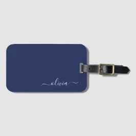 Navy Blue und White Modern Monogram Gepäckanhänger