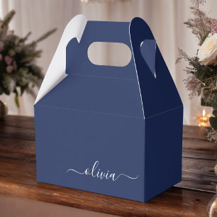 Navy Blue und White Modern Monogram Geschenkschachtel