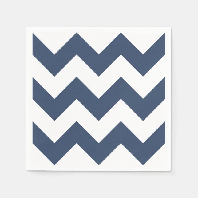 Navy Blue und White Modern Zickzack Serviette (Vorderseite)