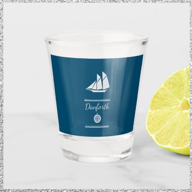 Navy Blue und White Nautic Schnapsglas (Von Creator hochgeladen)