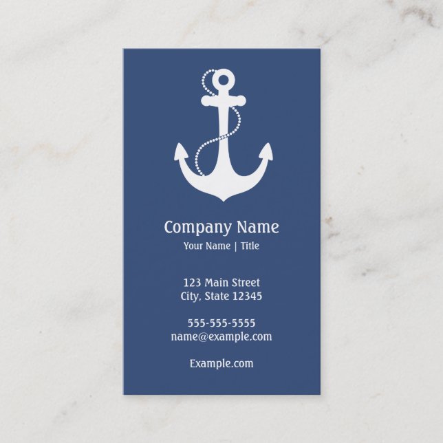 Navy Blue und White Nautic Visitenkarte (Vorderseite)