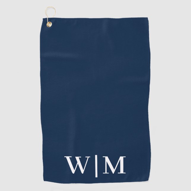 Navy Blue und White Personalisiert Golfhandtuch (Vorderseite)