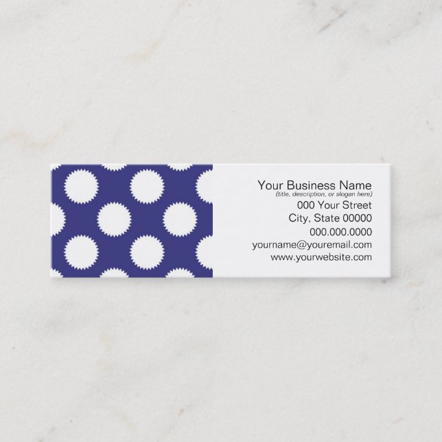Navy Blue und White Polka Dot Pattern Mini Visitenkarte (Vorderseite)