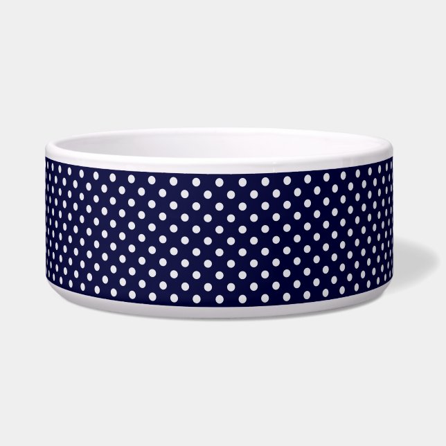 Navy Blue und White Polka Dot Pattern Napf (Vorderseite)