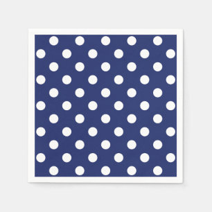 Navy Blue und White Polka Dot Pattern Serviette