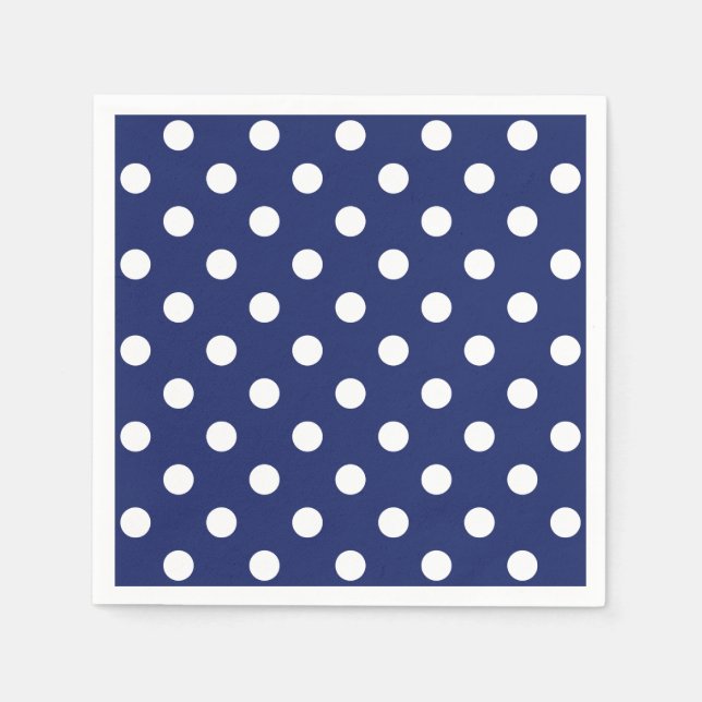 Navy Blue und White Polka Dot Pattern Serviette (Vorderseite)