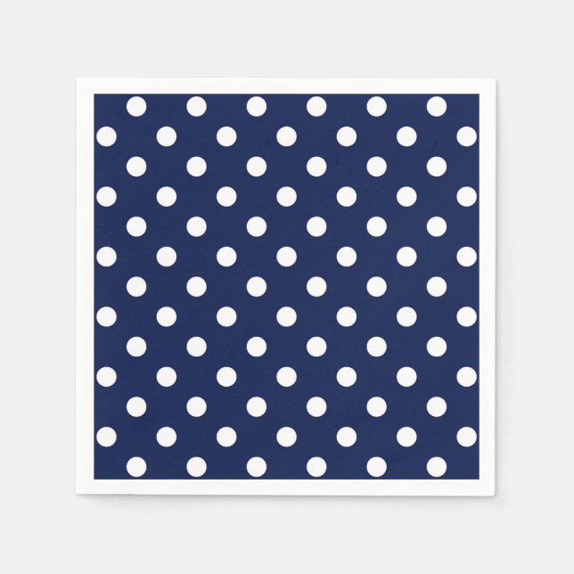 Navy Blue und White Polka Dots Napkins Serviette (Vorderseite)