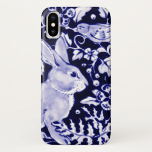 Navy Blue und White Rabbit Bunny Bird Chinoiserie Case-Mate iPhone Hülle