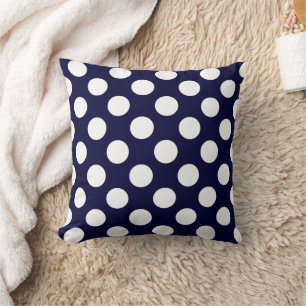 Navy Blue und White Socialite Polka Dot Pattern Kissen