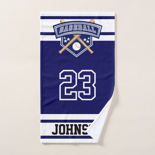 Navy Blue und White Sport Baseball Handtuch (Handtuch)