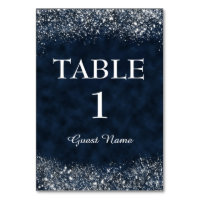 Navy Blue und White Stardust Empfang Platzkarte
