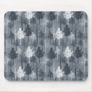 Navy Blue und White Trees Mousepad