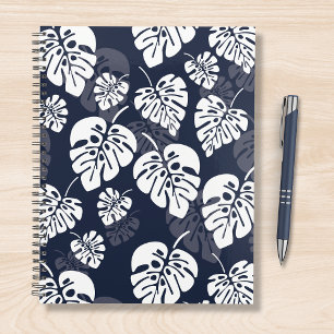 Navy Blue und White Tropical Folies Floral Planer