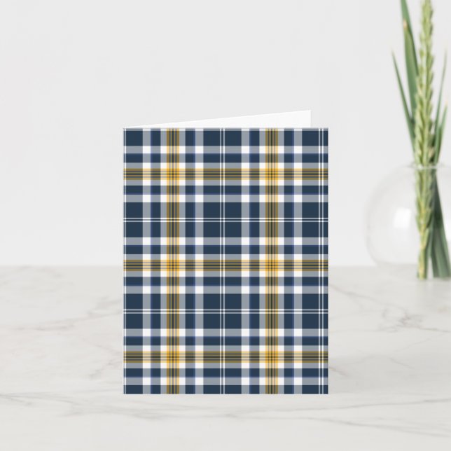 Navy Blue und Yellow Gold Sporty Kariert Karte (Vorderseite)