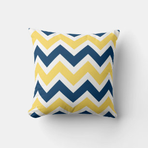 Navy Blue und Yellow Zickzack Zigzag Muster Kissen