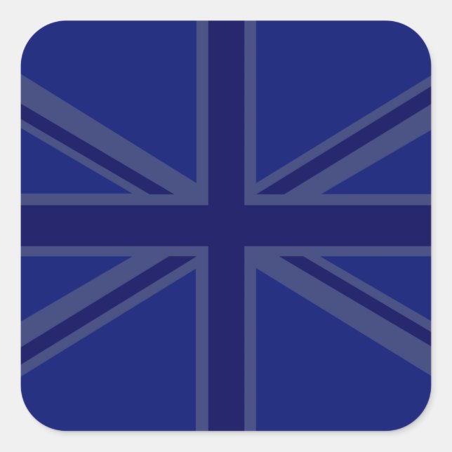 NAvy Blue Union Jack Decor Quadratischer Aufkleber (Vorderseite)