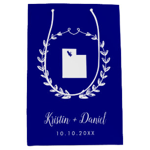 Navy Blue Utah Map Wedding Welcome Swag Mittlere Geschenktüte
