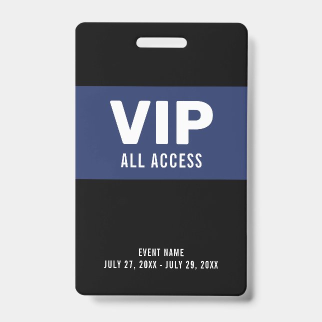 Navy Blue VIP All Access Pass Event ID Badge Ausweis (Vorderseite)