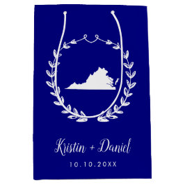 Navy Blue Virginia Map Wedding Welcome Swag Mittlere Geschenktüte