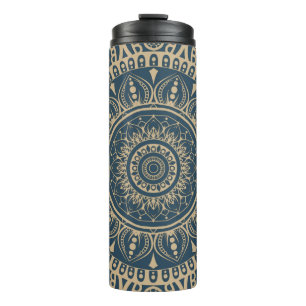 Navy Blue Vollprint Mandala Muster Eine praktische Thermosbecher