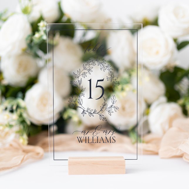 Navy Blue Wappen Monogram Wedding Tischnummer Acrylschild (Wedding Table Number!
)