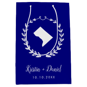 Navy Blue Washington DC Map Wedding Welcome Swag Mittlere Geschenktüte