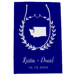 Navy Blue Washington Map Wedding Welcome Swag Mittlere Geschenktüte