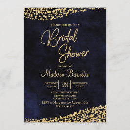 Navy Blue Watercolor Gold Bridal Dusche Einladung