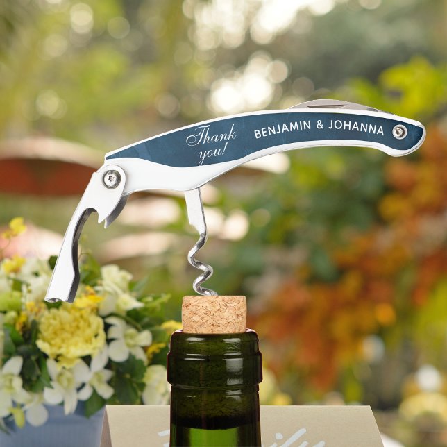 Navy Blue Watercolor Hochzeit Vielen Dank Kellnermesser (Navy Blue Watercolor Wedding Thank You Favors Waiter's Corkscrew
)