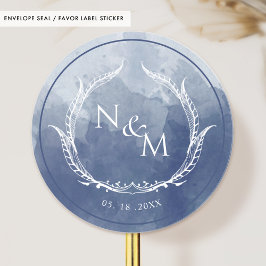 Navy Blue Watercolor Monogram Umschlag Aufkleber /