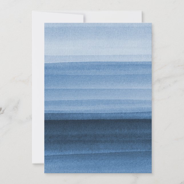 Navy Blue Watercolor Ombre Einladung (Vorderseite)