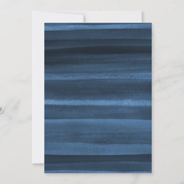 Navy Blue Watercolor Ombre Einladung (Vorderseite)