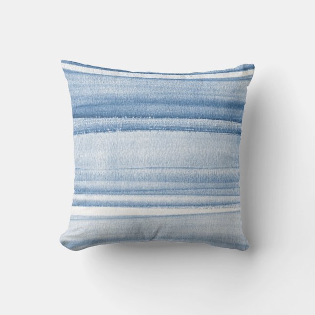 Navy Blue Watercolor Ombre Throw Kissen (Vorderseite)