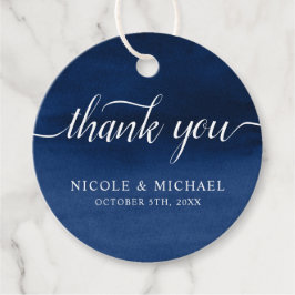 Navy Blue Watercolor Wedding Vielen Dank Geschenkanhänger