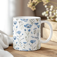 Navy Blue Watercolor Wildblumen Poppy