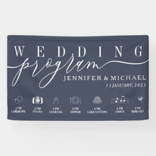Navy Blue Wedding Party Programm Banner