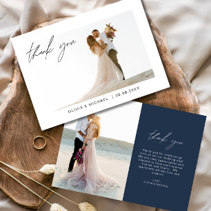 Navy Blue Wedding Vielen Dank Foto Minimalistisch Dankeskarte