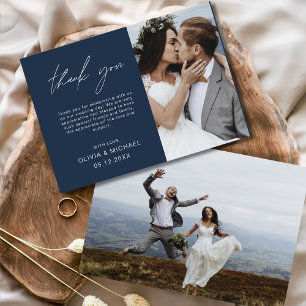 Navy Blue Wedding Vielen Dank Foto Minimalistisch Dankeskarte