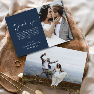 Navy Blue Wedding Vielen Dank Foto Minimalistisch Dankeskarte