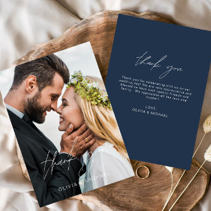 Navy Blue Wedding Vielen Dank Foto Minimalistisch Dankeskarte