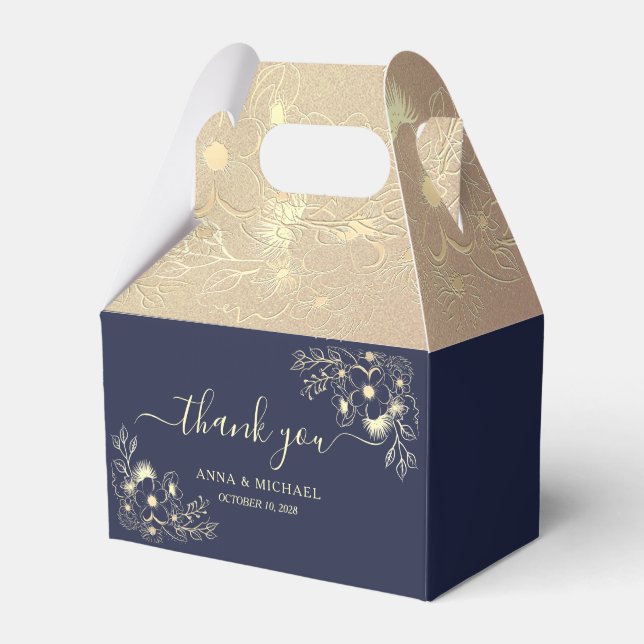 Navy Blue Wedding Vielen Dank Geschenkschachtel (Vorderseite)