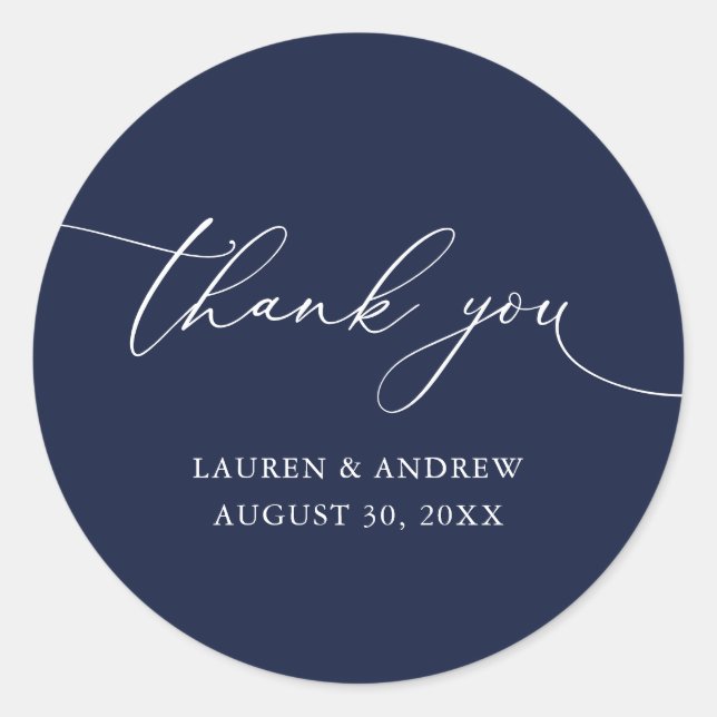 Navy Blue Wedding Vielen Dank Umschlag Aufkleber (Vorderseite)