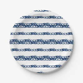 Navy Blue Wellen nautisches Seil Party Pappteller