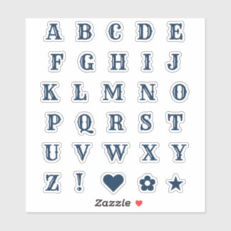 Navy Blue Western Theme Letters Alphabet Monogram Aufkleber