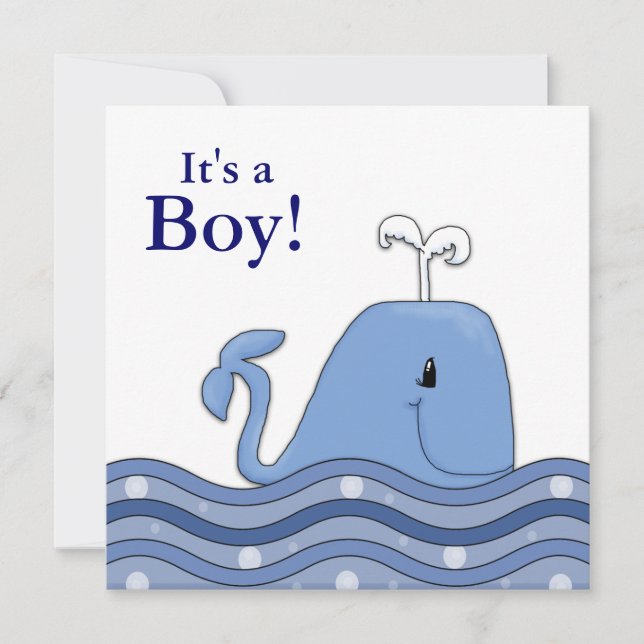 Navy Blue Whale Baby Dusche Einladung (Vorderseite)